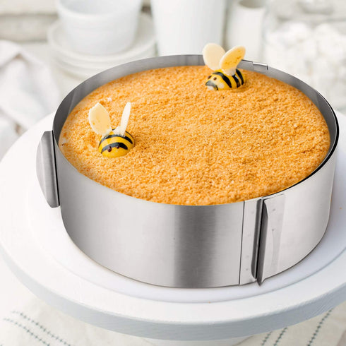 6-12 Inch Stainless Steel Adjustable Cake Mold Ring Mousse Baking Mould with Collars, 4 x 394 Inch Clear Strips, Transparent Rolls, Mousse Acetate...