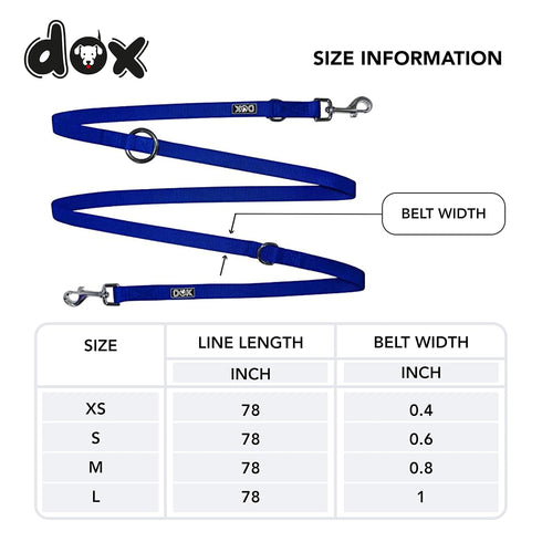 DDOXX Nylon Dog Leash - 6.6 ft, 3-way Adjustable Leash Dogs - S (Blue)...