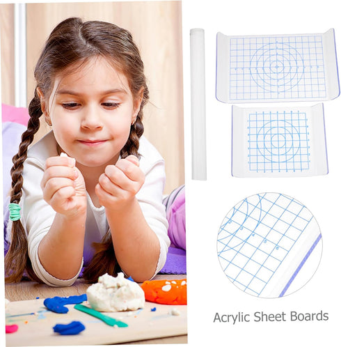 Anneome Acrylic Clay Roller Acrylic Clay Roller Clay Bar Kit 3pcs Sheet Clay Board Polymer Clay Tools Acrylic Backing Board Accessory Large Cuttin...