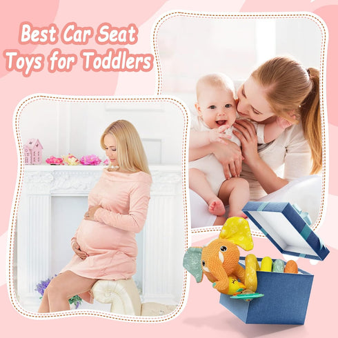 FATI Car Seat Toys Baby Toys 0-6 Months, Newborn Toys Infant Toys 0-3 Months, Stroller Toys for Baby Crib Carseat, Sensory Toys with Squeaker Teet...