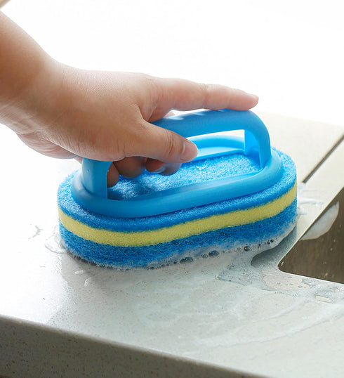 Multipurpose Thick Handheld Pool Scrub Brush, Pool Clean Sponge for Tile, Walls,Floor, Hot Tubs - Reusable Scrubber Foam Cleaning Kitchen Decontam...