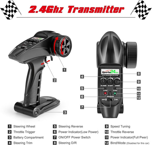 HAIBOXING 1/18 & 1/16 & 1/12TH Scale RC Car Spare Parts Brushless Radio Transmitter, Remote Control Trucks Accessories Apply to 18859A & 16890A & ...