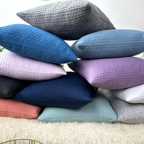 Booque Valley Throw Pillow Covers, Pack of 2 Super Soft Elegant Modern Embossed Patterned Blue Cushion Covers Decorative Stretchy Pillow Cases for...