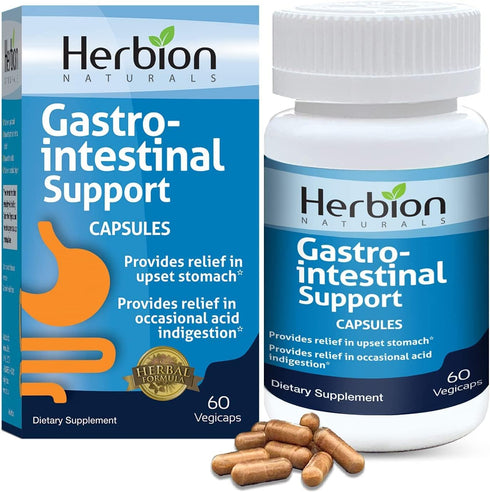 Herbion Naturals Gastro-intestinal Support Herbal Blend for Upset Stomach Relief, Gastrointestinal Health and Function, Occasional Acid Indigestio...