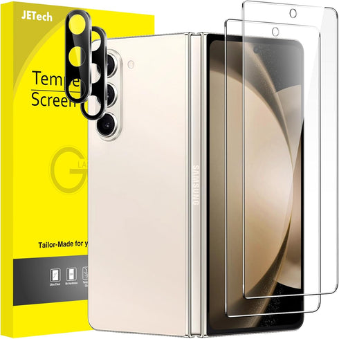 JETech Front Screen Protector for Samsung Galaxy Z Fold 5 with Camera Lens Protector, 9H Tempered Glass Film, Anti-Scratch, HD Clear, 2-Pack Each....