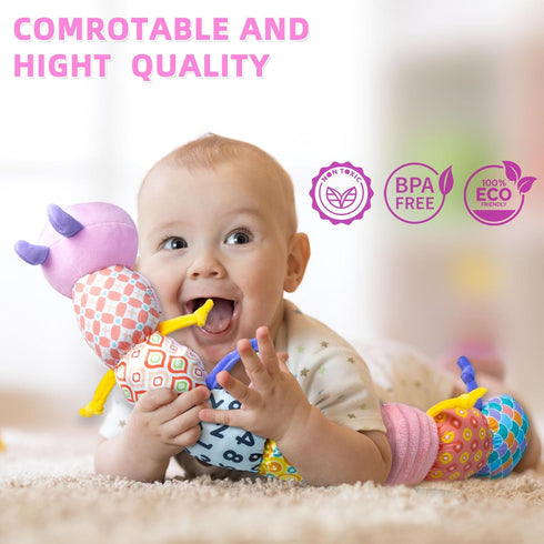 Baby Infant Musical Toy Soft Stuffed Animal Toy with Multi Textures,Rattle,Crinkle,Newborn Baby Toy for 0 3 6 9 12 Months Girls Boy Gift,Caterpill...