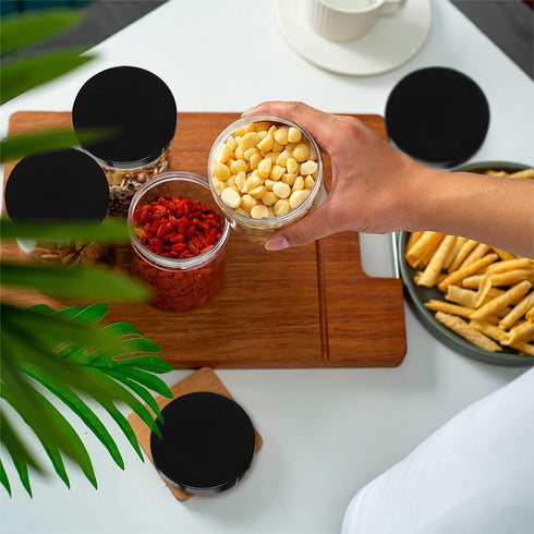 Lainrrew 8 Pcs 14oz Plastic Jars with Lids, Clear Plastic Slime Containers Plastic Round Storage Jars Container Wide Opening Storage Jars for Kitc...