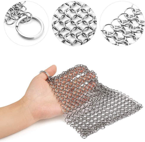 Cast Iron Cleaner 8"x6" 316L Stainless Steel Chainmail Scrubber for Griddle Skillet Dutch Oven Wok Stainless Steel Pot Cast Iron Pan...