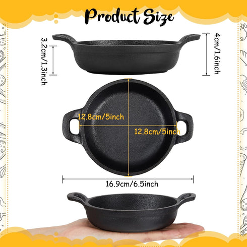 Cast Iron Skillet 5 x 5 x 1.2'' Mini Cast Iron Round Pans Small Cast Iron Ramekin Black Casserole Dish Cast Iron Cookware Oven Safe Mini Skillets ...