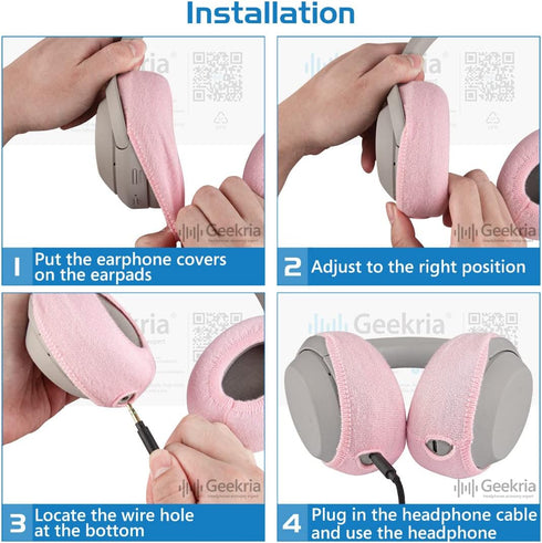 Geekria 2 Pairs Knit Headphones Ear Covers - Product Safety Certified - Washable & Stretchable Sanitary Earcup Protectors for Over-Ear Headsets, S...
