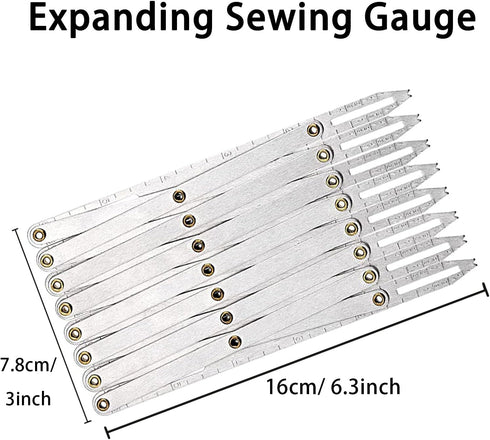Aluminum Expanding Sewing Gauge Button Guide Equal Space Expandable Sewing Tools Device for Buttons Pleats Crafts...