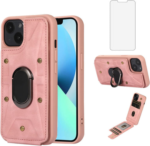 Asuwish Phone Case for iPhone 13 6.1 inch Wallet Cover with Tempered Glass Screen Protector and Ring Credit Card Holder Leather Cell Accessories i...