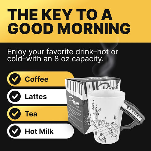 Fairly Odd Novelties Ceramic Black & White Piano Coffee Musician Mug, One Size, White, FON-10216...