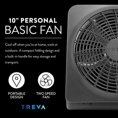 O2COOL Treva 10-Inch Portable Desktop Air Circulation Battery Fan, 2 Speed, Compact Folding & Tilt Design, with AC Adapter (Graphite)...