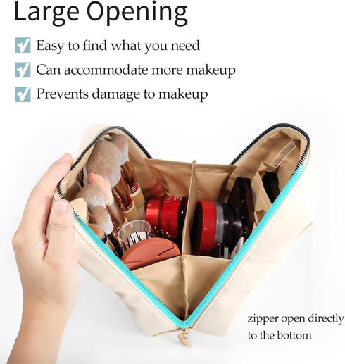 Makeup Organizer Bag for Women, Small Cosmetic Bag Makeup Bag for Purse, Travel Leather Make Up Bag, Cosmetic Organizer pouch, Aesthetic Makeup Ba...