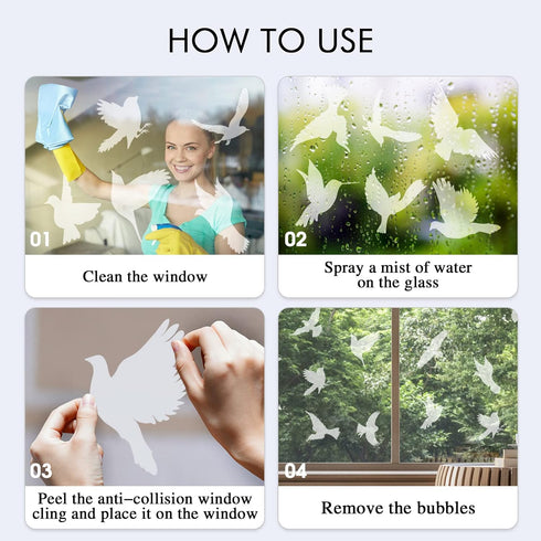 32 Pieces Window Strike Prevention Stickers Decals Anti Collision Window Clings Hummingbird Butterfly Leaf Shapes Stickers Window Stickers Prevent...