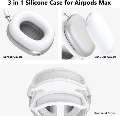 Silicone Case Cover for AirPods Max, Ear Pad Case Cover/Ear Cups Cover/Headband Cover for AirPods Max Headphones, Anti-Scratch Accessories Soft Si...