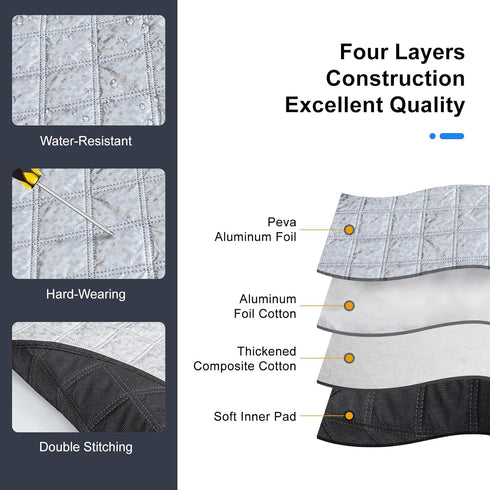 Car Windshield Snow Cover, Magnetic Windshield Snow Cover 4-Layer Protection for Snow, Ice, Frost, Sunlight, Car Windshield Cover with Side Mirror...