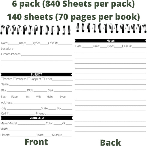 Law Enforcement Incident Report Notepads, Sheriff, Security & Police Gear, EDC Officer Notebook, Cop Gifts, Interview Equipment Accessories Book, ...