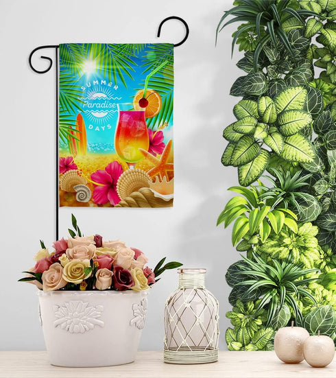 Breeze Decor Summer in Paradise Garden Flag Fun The Sun Beach Pool Luau Tropical Party Season Outdoor Summertime Sunny House Decoration Banner Sma...