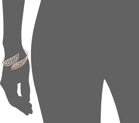 Guess Crystal Feather Bypass Hinged Bypass Bangle Bracelet...