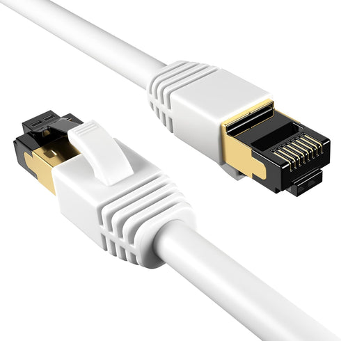Cables Direct Online Cat8 White 7FT SFTP Ethernet Patch Cable 40Gbps 2000Mhz Connection 26AWG Shielded Copper RJ45 Connectors for Modems, Routers,...