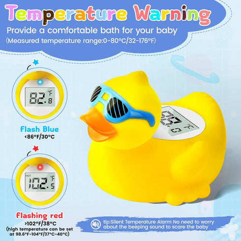 Duck Baby Bath Thermometer, Newborn Bath and Room Temperature Thermometer Safety Floating Toy, Bathtub Thermometer for Infant...