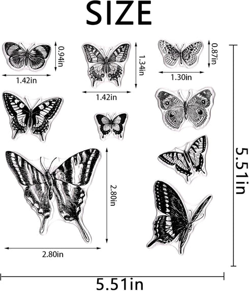 Nine Butterflies for Card Making and Journaling,Butterflies of Silicone Stamps Rubber Stamps for Scrapbooking DIY Cards Album Crafts Supplies...