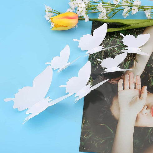 24pcs 3D Butterfly Removable Mural Stickers Wall Stickers Decal for Home and Room Decoration (White-24pcs)...