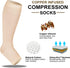 NEWZILL Compression Socks for Women & Men Circulation 20-30 mmHg, Graduated Open Toe, Cotton Compression Socks for Nurses Beige...