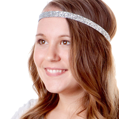 Hipsy Women's Adjustable NO SLIP Bling Glitter Headband Mixed Pack (Red/Silver/Navy)...