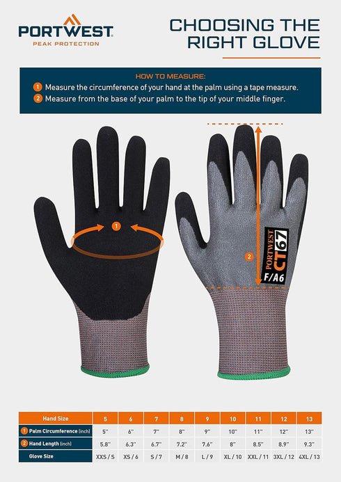 Portwest A722 Anti Impact Safety Work Gloves - Cut Resistant and Impact Reducing Protective Gloves Gray/Black Grey/Black, Large...