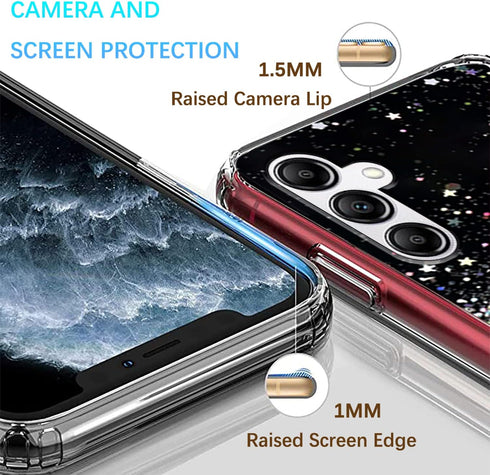 Compatible with Samsung A35 5G Case Clear Glitter Bling Cases for Women, Samsung Galaxy A35 5G Phone Case Silicone TPU Shockproof Protective Cover...
