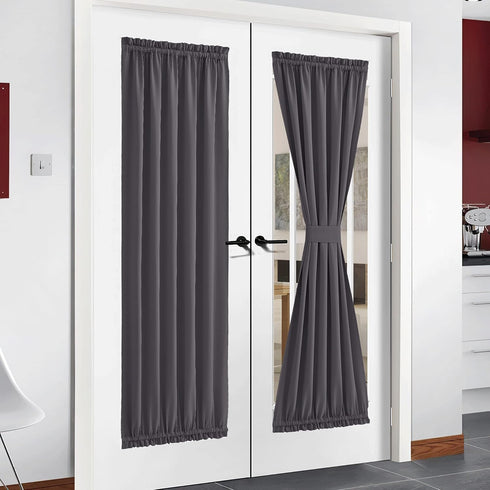 NICETOWN Grey French Door Curtains - Thermal Insulated Blackout Patio Door/Glass Door Window Curtain Panel for Privacy (One Piece, W54 x L72-Inch,...
