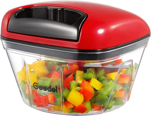 Manual Food Processor Vegetable Chopper, Geedel Pull Chopper with String, Food Chopper Vegetable Cutter for Veggies, Fruits, Salad, Onion, Nuts, H...