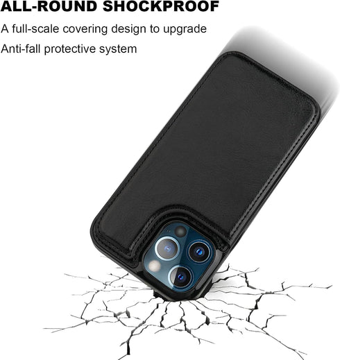 Compatible with iPhone 13 Pro Wallet Case with Card Holder, PU Leather Kickstand Card Slots Case, Double Magnetic Clasp Durable Shockproof Cover 6...