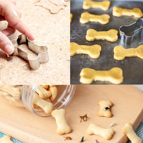 Dog Cookie Cutters Set 3 Piece -3 Different Sizes Of Dog, Bone, and Paw Print Cookie Mold Dog Bone Cutters Stainless Steel Shaped Cutters for Home...