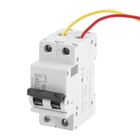 2P 250V Low-Voltage DC Miniature Circuit Breaker, DIN Rail Mount 63A Miniature Air Circuit Breaker for Solar Panels Grid System Wind and Solar Hyb...