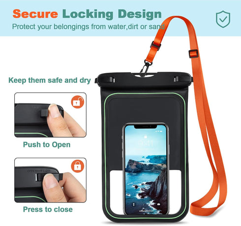 SUPFINE 2 Pcs Waterproof Phone Pouch Floating Case, Large Cell Phone IPX8 Dry Bag with Lanyard for iPhone 15 Pro Max/14/13/12/Galaxy S24 Ultra/S23...