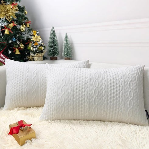Booque Valley Rectangular Throw Pillow Covers, Pack of 2 Super Soft Elegant Modern Knit Lumber Cushions, Oblong Pillowcases for Sofa Bed Car Chair...