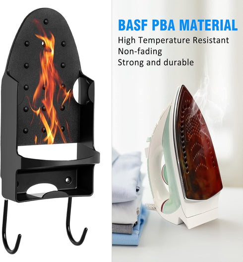 Ironing Board Hanger Wall Mount Ironing Holder Heat Resistant Iron Hanger with Iron Board Rack for Max 5 Inch Width (Black)...