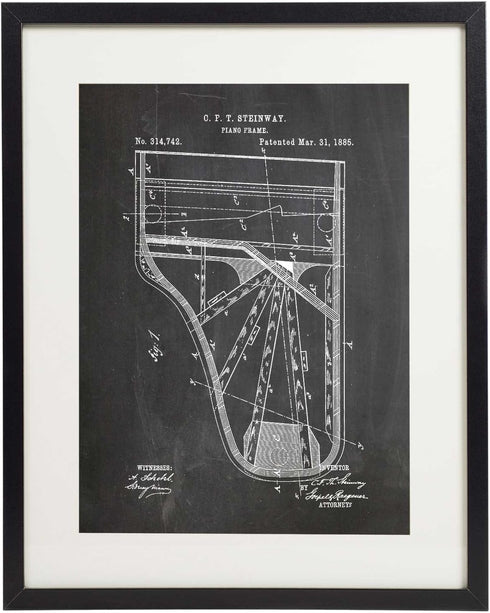 IDIOPIX Piano Patent Wall Decor Chalkboard Art Print Set of 6 Prints UNFRAMED...