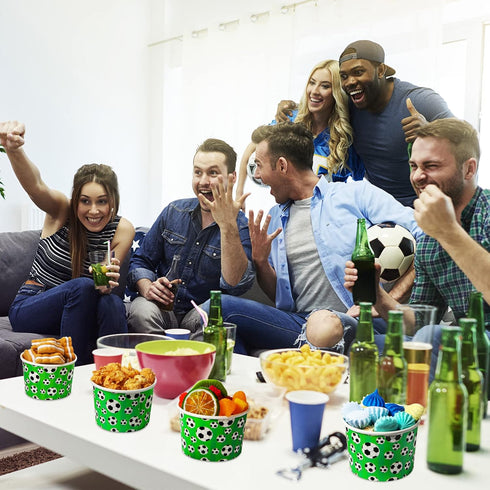 50 Pcs 9 oz Sport Party Paper Snack Ice Cream Cups Disposable Dessert Bowls Snack Cups Paper Soup Cup Disposable Paper Bowls Disposable Plates for...