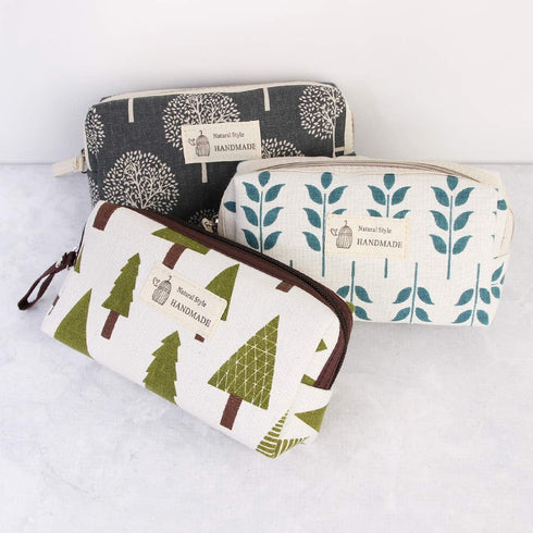 RIAH FASHION Portable Travel Clutch Cosmetic Makeup Pouch Bag - Toiletry Organizer Purse Wristlet Stripe, Floral, Plaid, Cork (Rectangle Pouch - T...