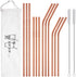 Hiware 12-Pack Rose Gold Metal Straws Reusable with Case - Stainless Steel Drinking Straws for 30oz and 20oz Tumblers Dishwasher Safe, 2 Brushes I...