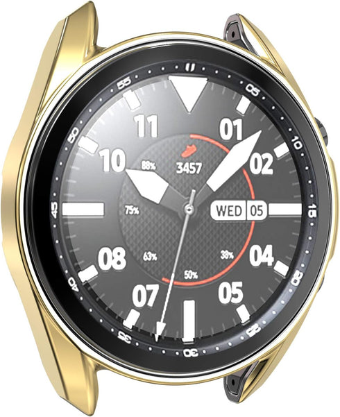 Compatible with Samsung Galaxy Watch 3 41mm 45mm Case,Soft TPU Fashion Plated Metal Color Frame Shock Resistant Proof Cover Protective Protector S...