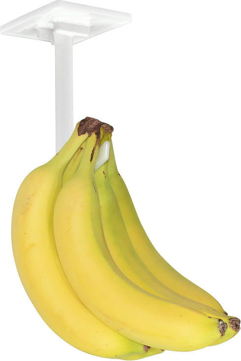 Banana Hanger – Under Cabinet Hook for Bananas or Other Lightweight Kitchen Items. Hook Folds-up When Not in Use. Self-adhesive and Pre-drilled Ho...