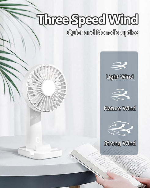 Portable Handheld Fan, Portable Fan Rechargeable, Quiet Personal Fan for Travel Using, White, Blue...