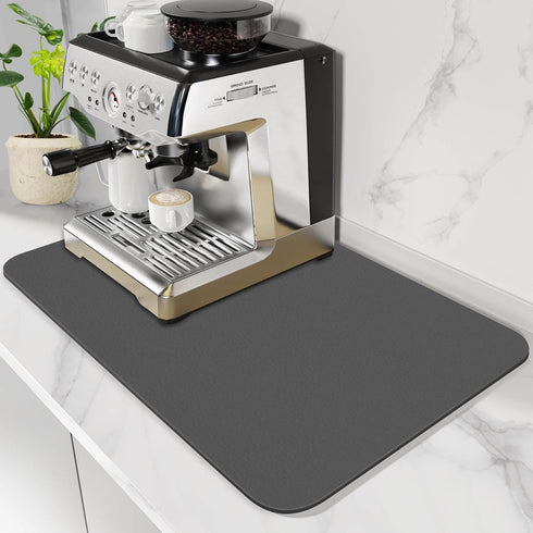 Coffee Mat Dish Drying Mat - 12"x 19'' Coffee Bar Mat for Countertop, Hide Stain Absorbent Spill Mat, Rubber Backing, Coffee Bar Accessories Fit C...