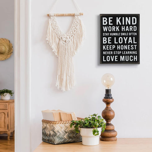 Be Kind Wooden Box Signs with Positive Quotes Sayings Inspirational Desk Decor Family Motivational Signs with Quotes for Farmhouse Office Employee...